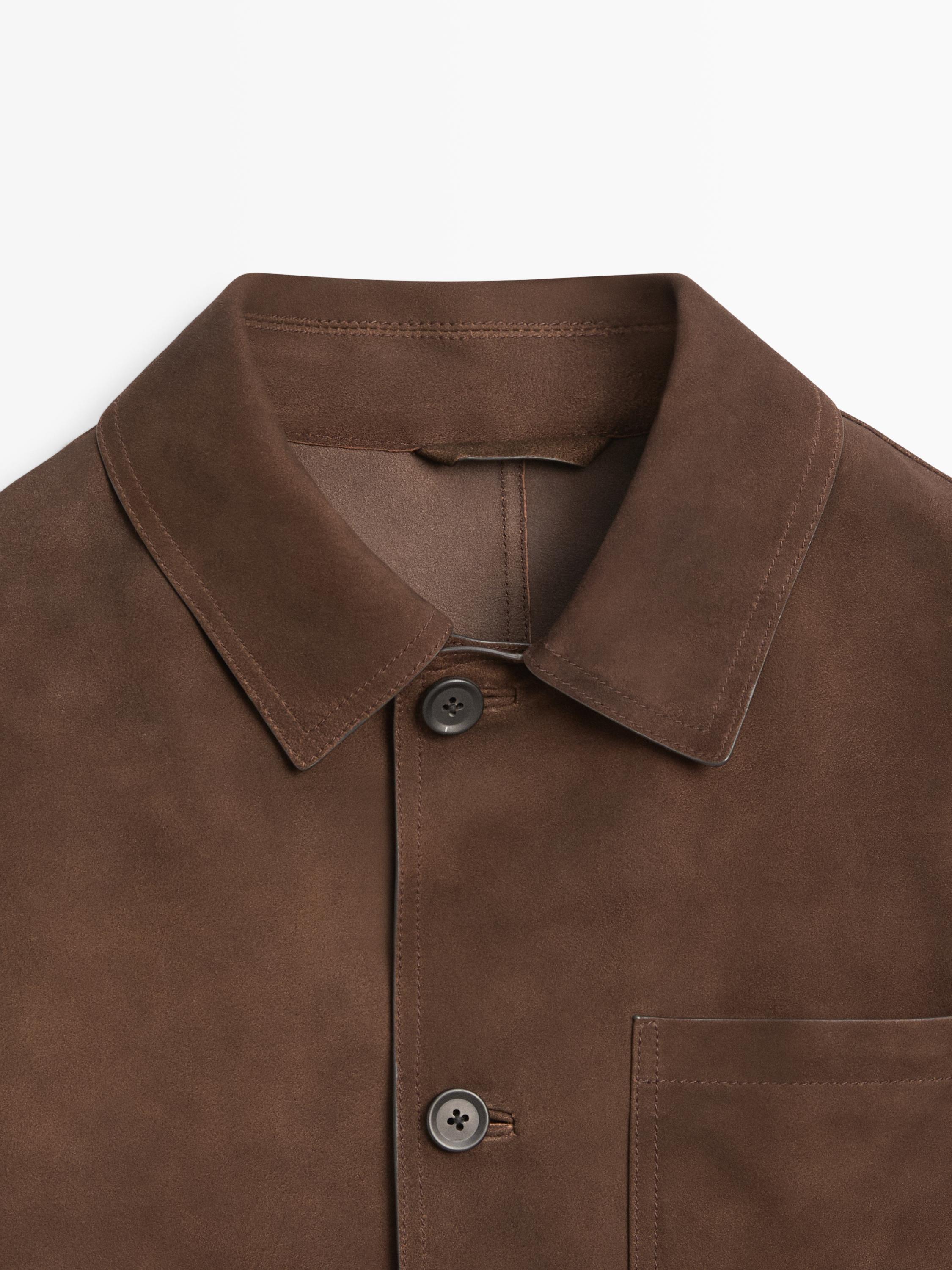 Veste workwear en cuir finition daim